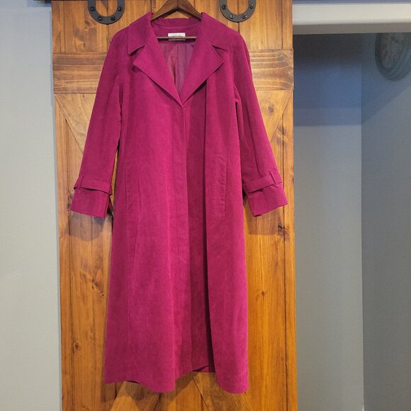 Vintage Union Made USA Lilli Ann Collections Raspberry Pink Ultra Suede Trench - Picture 1 of 8